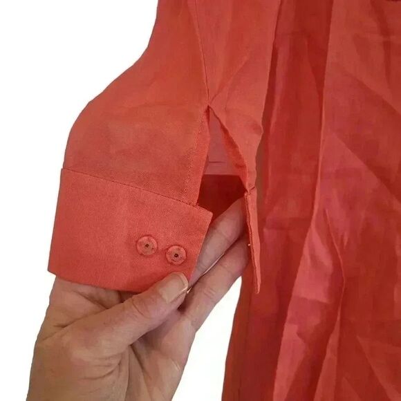 Elie Tahari Women's Dark Coral Linen/Viscose/Spandex Sheath Dress - Picture 9 of 10